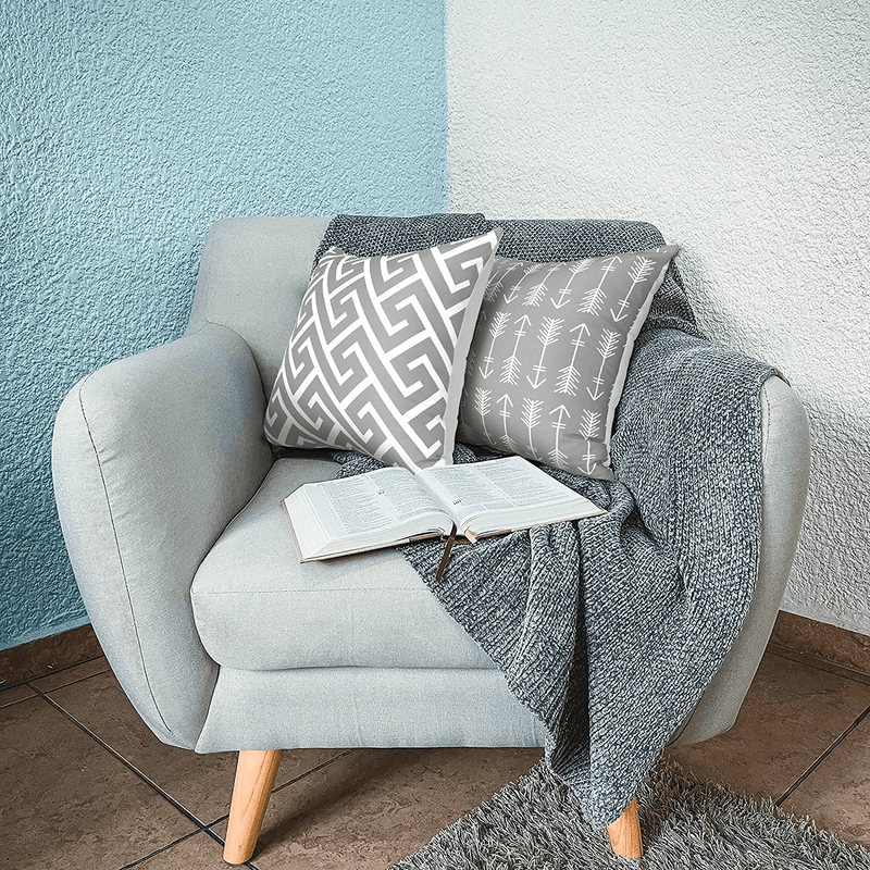 Gusgopo Throw Pillow Covers 18 x 18 Set of 6, Modern Decorative Pillow Covers, Geometry Outdoor Square Pillow Cushion Cases for Couch Sofa Bedroom Car, Grey Home & Garden > Decor > Chair & Sofa Cushions Gusgopo   