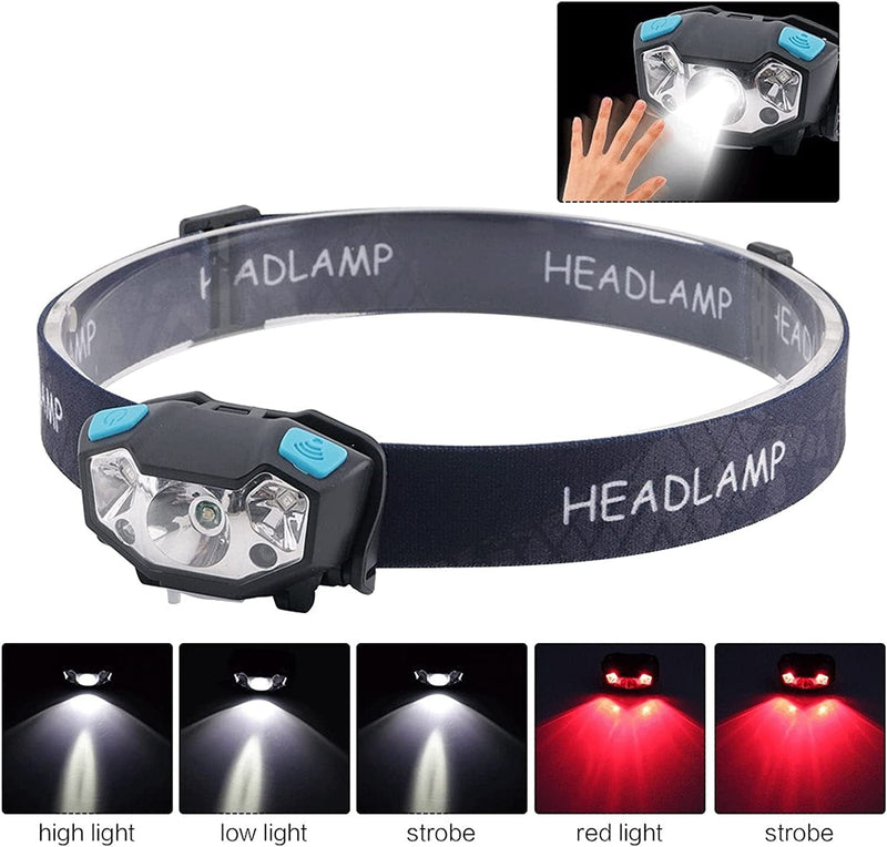 Gylazhuziztd Headlamps， LED Rechargeable Headlamp White Red Finger Induction Headlights Head Light Lamp Torche'S Flashlight Built-In Battery Hardware > Tools > Flashlights & Headlamps > Flashlights GyLazhuziz   