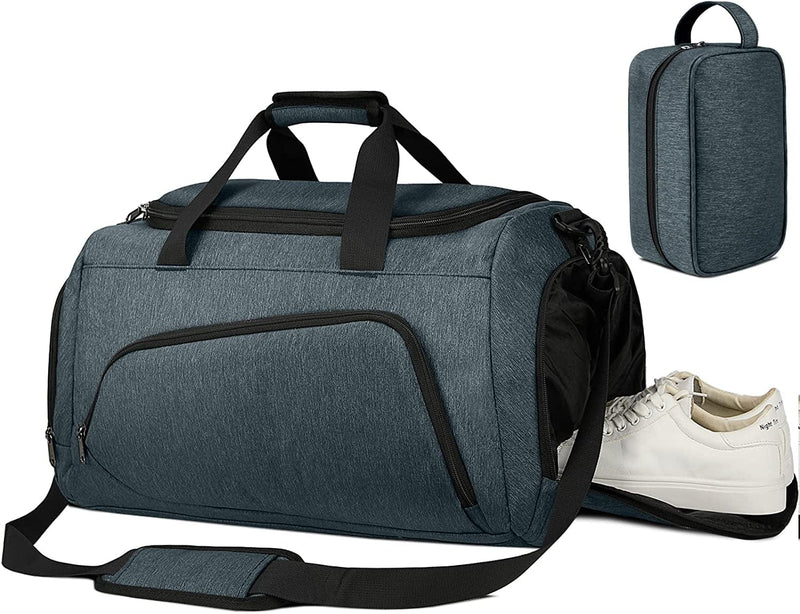 Gym Duffle Bag for Men Women, 40L Waterproof Sports Travel Bag with Toiletry Bag and Shoe Compartment, Weekender Overnight Duffel Bag, Grey Home & Garden > Household Supplies > Storage & Organization NUBILY Grey Blue 40L 