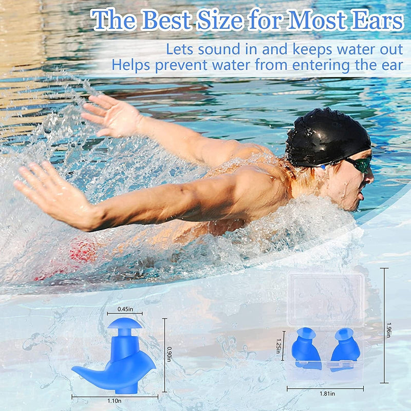 Gyoroctea Swimming Ear Plugs for Adults, 4 Pairs Reusable Silicone Ear Plugs for Swimming, Waterproof Earplugs for Showering Bathing Surfing Snorkeling and Other Water Sports Sporting Goods > Outdoor Recreation > Boating & Water Sports > Swimming Gyoroctea   