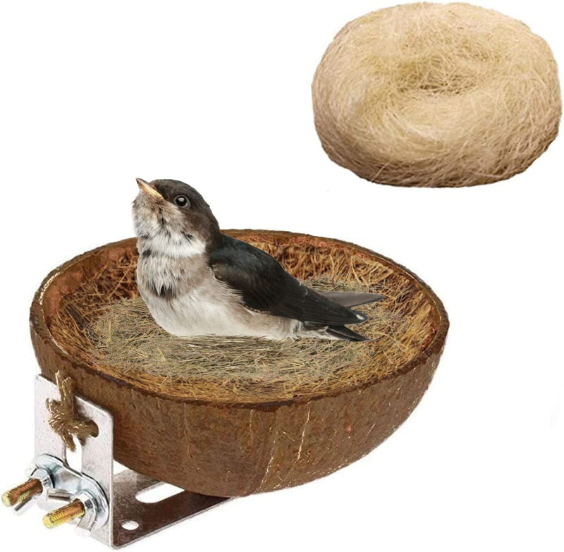 Hamiledyi Bird Breeding Nest,Natural Coconut Shell Bird Hatching House Cage Accessories for Parakeet Parrot Cockatoo Canary Budgie Lovebird Cockatiel Finch