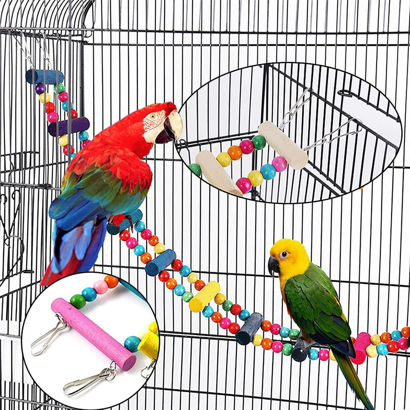 Hamiledyi Bird Parrot Swing Chewing Toy Set 15PCS Wooden Hanging Bell with Hammock Climbing Ladders Colorful Pet Birds Cage Toys for Small Parakeet Cockatiel Conures Finches Budgie Macaws Love Birds Animals & Pet Supplies > Pet Supplies > Bird Supplies > Bird Cages & Stands Hamiledyi   