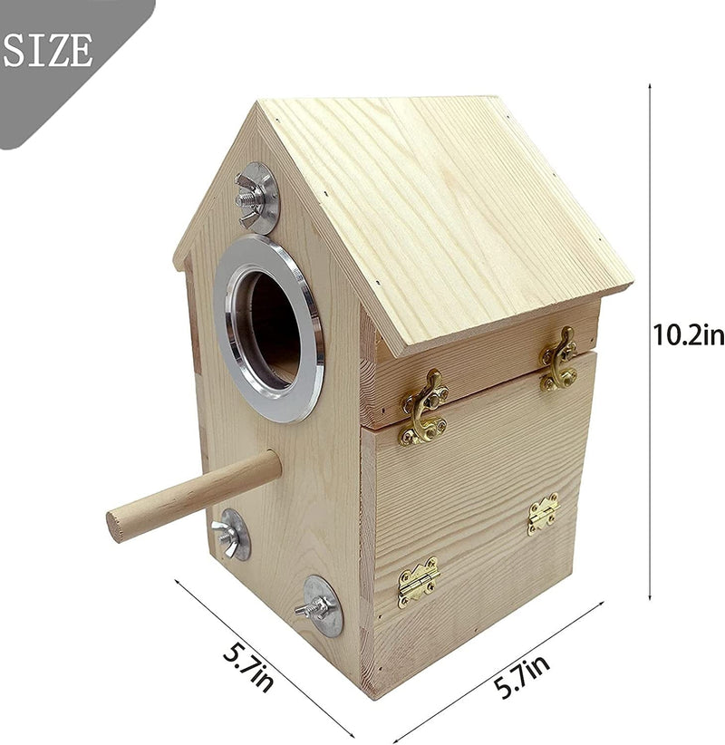 Hamiledyi Parakeet Nesting Box Birds Breeding Wooden Box Parrot Wood House Coconut Fiber Bedding Material Warm Bell Toy Cage Accessories for Finch Cockatiel Lovebirds Aviary 3 Pcs Animals & Pet Supplies > Pet Supplies > Bird Supplies > Bird Cages & Stands Hamiledyi   