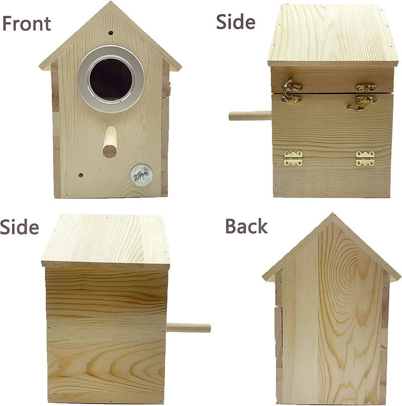 Hamiledyi Parakeet Nesting Box Birds Breeding Wooden Box Parrot Wood House Coconut Fiber Bedding Material Warm Bell Toy Cage Accessories for Finch Cockatiel Lovebirds Aviary 3 Pcs