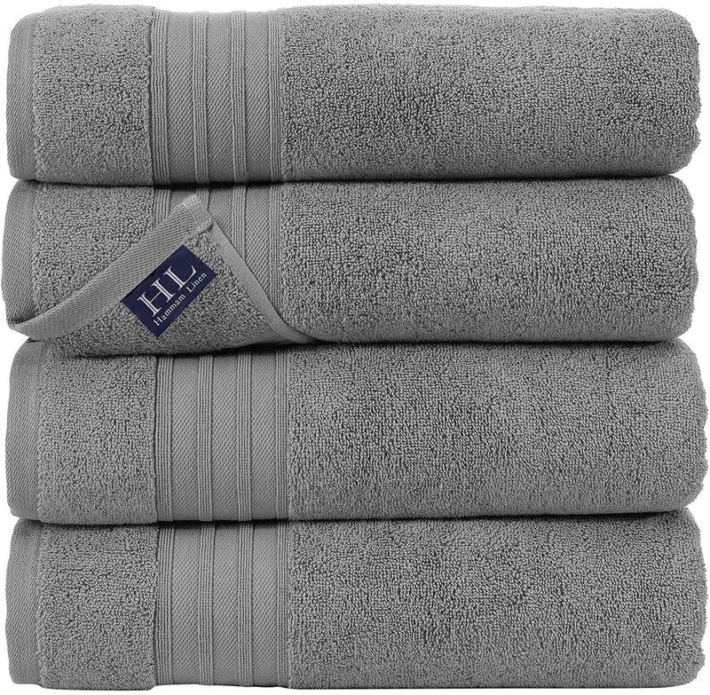 Hammam Linen Cool Grey Bath Towels 4-Pack - 27x54 Soft and Absorbent, Premium Quality Perfect for Daily Use 100% Cotton Towel Home & Garden > Linens & Bedding > Towels Hammam Linen Cool Grey 27"x54" Towel, 4-Pack 