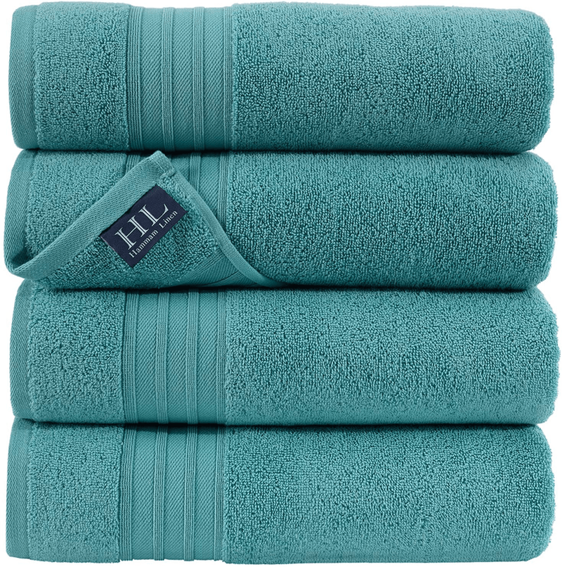 Hammam Linen Cool Grey Bath Towels 4-Pack - 27x54 Soft and Absorbent, Premium Quality Perfect for Daily Use 100% Cotton Towel Home & Garden > Linens & Bedding > Towels Hammam Linen Green Water 27"x54" Towel, 4-Pack 