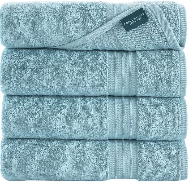 Hammam Linen Cool Grey Bath Towels 4-Pack - 27x54 Soft and Absorbent, Premium Quality Perfect for Daily Use 100% Cotton Towel Home & Garden > Linens & Bedding > Towels Hammam Linen Baby Blue 27"x54" Towel, 4-Pack 