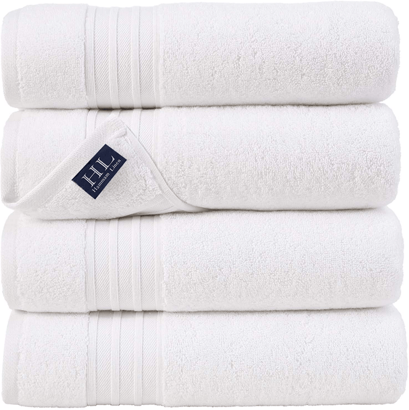 Hammam Linen Cool Grey Bath Towels 4-Pack - 27x54 Soft and Absorbent, Premium Quality Perfect for Daily Use 100% Cotton Towel Home & Garden > Linens & Bedding > Towels Hammam Linen White 27"x54" Towel, 4-Pack 