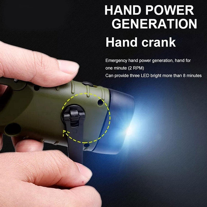 Hand Crank Solar Powered Flashlight Emergency Rechargeable LED Torches Self Fishing Flash Powered Charging Torch Lamp Hardware > Tools > Flashlights & Headlamps > Flashlights Generic   