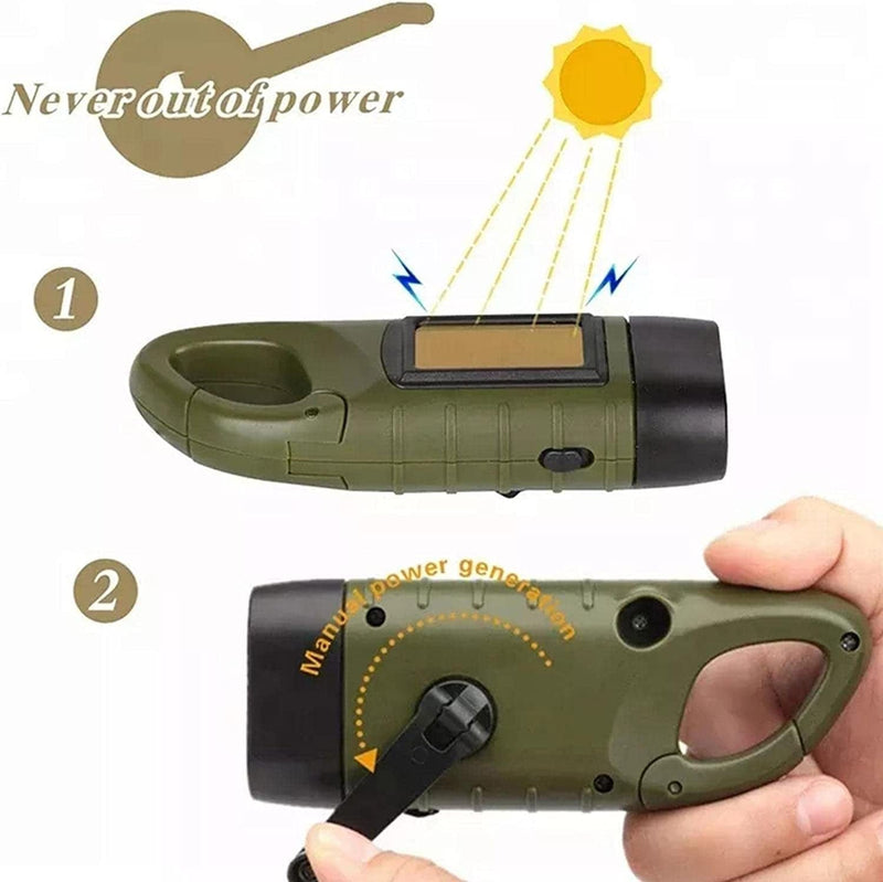 Hand Crank Solar Powered Flashlight Emergency Rechargeable LED Torches Self Flash Torch Powered Lamp Charging Fishing Hardware > Tools > Flashlights & Headlamps > Flashlights Generic   