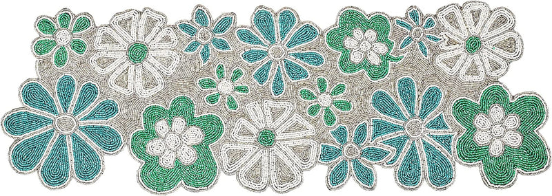Handcrafted Floral Leaves Flower Beaded Table Runner for Tabletop and Kitchen Multi Colour - Home Decor Mat for Wedding Christmas Decoration Family Gathering - Pack of 1 Measure 13 X 36 Inches Home & Garden > Decor > Seasonal & Holiday Decorations ALPHA Living HOME   
