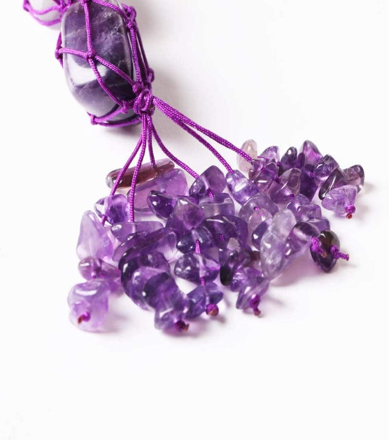 Handmade Natural Amethyst Crystal Window Car Hanging Ornaments 7 Chakra Home Decoration Feng Shui Ornament Yoga Meditation Car Decoration Tumbled Palm Stones