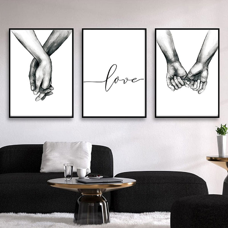 Hands Forever No Framed Canvas Wall Art,Love and Hand in Hand Minimalist Wall Art,Black and White Canvas Line Art Print Poster,Wall Art Sketch Art Line Painting for Bedroom Home & Garden > Decor > Artwork > Posters, Prints, & Visual Artwork LSHDXD 12x16 inches  