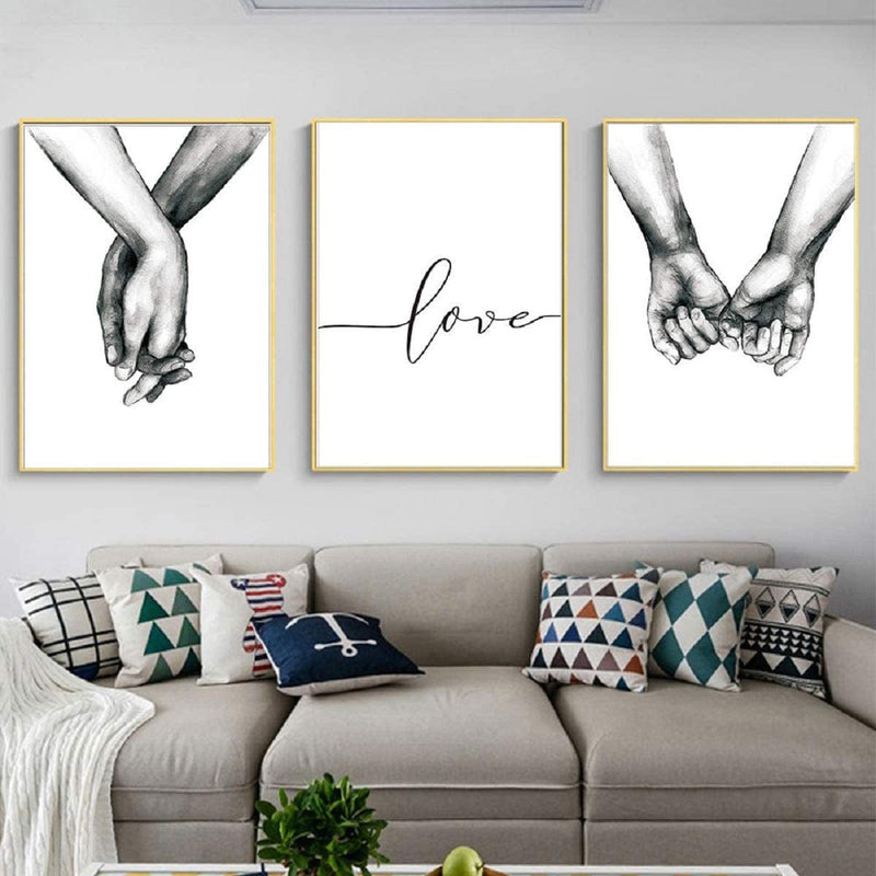 Hands Forever No Framed Canvas Wall Art,Love and Hand in Hand Minimalist Wall Art,Black and White Canvas Line Art Print Poster,Wall Art Sketch Art Line Painting for Bedroom Home & Garden > Decor > Artwork > Posters, Prints, & Visual Artwork LSHDXD 8.3x12 inche  