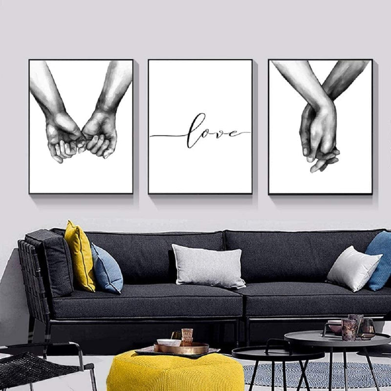 Hands Forever No Framed Canvas Wall Art,Love and Hand in Hand Minimalist Wall Art,Black and White Canvas Line Art Print Poster,Wall Art Sketch Art Line Painting for Bedroom Home & Garden > Decor > Artwork > Posters, Prints, & Visual Artwork LSHDXD   