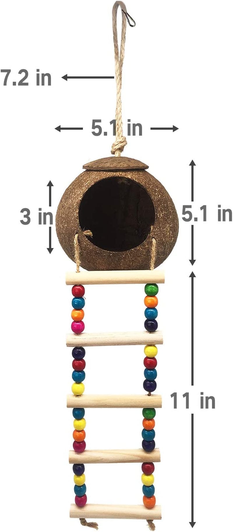 Hanging Coconut Bird House with Ladder,Natural Coconut Fiber Shell Bird Nest for Parrot Parakeet Lovebird Finch Canary,Coconut Hide Bird Swing Toys for Hamster,Bird Cage Accessories,Pet Bird Supplies Animals & Pet Supplies > Pet Supplies > Bird Supplies > Bird Cages & Stands Eeaivnm   