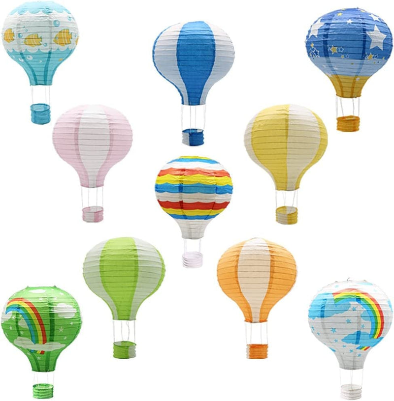 Hanging Hot Air Balloon Paper Lanterns, Reusable Chinese Japanese Party Ball Lamps Decorations Wedding Birthday Anniversary Christmas Engagement, Set of 10 Home & Garden > Decor > Seasonal & Holiday Decorations KAXIXI Multi 1  