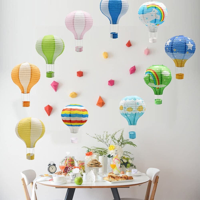 Hanging Hot Air Balloon Paper Lanterns, Reusable Chinese Japanese Party Ball Lamps Decorations Wedding Birthday Anniversary Christmas Engagement, Set of 10 Home & Garden > Decor > Seasonal & Holiday Decorations KAXIXI   