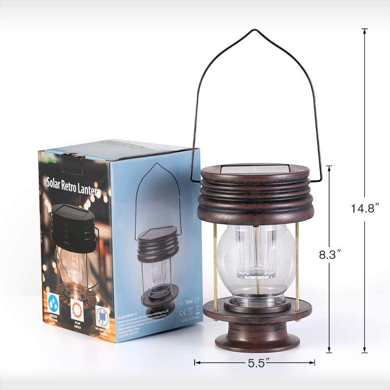 Hanging Solar Garden Lights Outdoor - 8.3” Solar Powered Waterproof Retro Christmas Lanterns, Bright Landscape Lamp, 30 Lumen, 2 Pack, Great Decor for Patio, Yard, Garden and Table (Warm White) Home & Garden > Lighting > Lamps pearlstar   