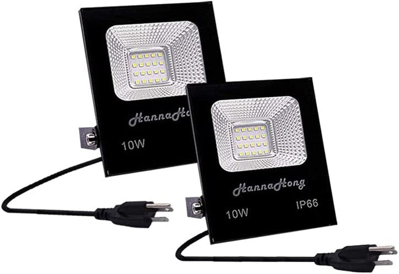 HANNAHONG 50W 120V LED Flood Light Plug In,5500 Lumen,Super Bright Security/Work/Plant Grow Light,Ip66 Waterproof Outdoor,Daylight White Reflector Spotlight for Porch,Garage,Patio,Yard,Garden 2 Pack Home & Garden > Lighting > Flood & Spot Lights HANNAHONG 10W 2PACK  