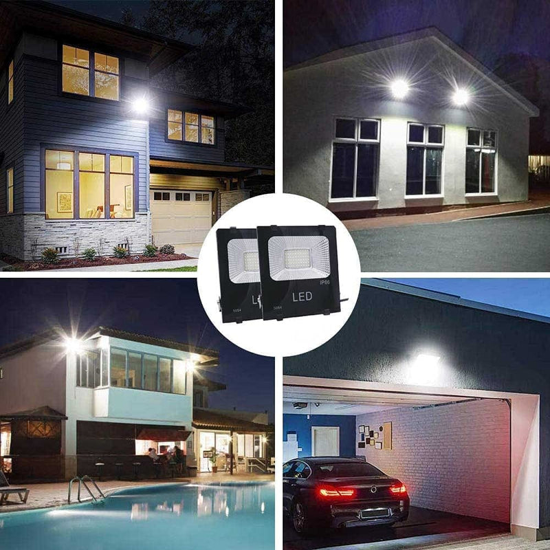 HANNAHONG 50W 120V LED Flood Light Plug In,5500 Lumen,Super Bright Security/Work/Plant Grow Light,Ip66 Waterproof Outdoor,Daylight White Reflector Spotlight for Porch,Garage,Patio,Yard,Garden 2 Pack Home & Garden > Lighting > Flood & Spot Lights HANNAHONG   