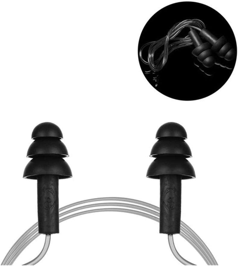 HAOZHAO 1 Pair Soft Silicone Ear Plugs with Rope Water Sports Hearing Protection Noise Reduction Earplugs Swimming Pool Accessories (Color : Black) Sporting Goods > Outdoor Recreation > Boating & Water Sports > Swimming HAOZHAO   