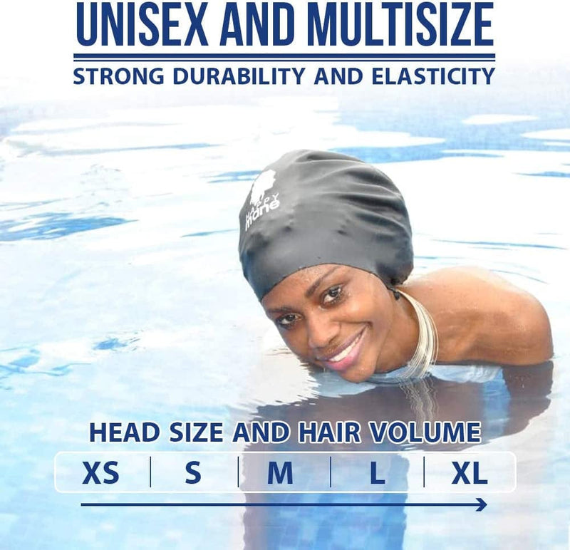 Happy Mane Large Extra Large XL Silicone Swim Cap for Braids and Dreadlocks - Dry Hair While Swimming and Long Hair, Extensions, and Curly Hair - Shower Cap for Women, Men, Kids Sporting Goods > Outdoor Recreation > Boating & Water Sports > Swimming > Swim Caps Akuma mAa Grace   