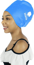 Happy Mane Large Extra Large XL Silicone Swim Cap for Braids and Dreadlocks - Dry Hair While Swimming and Long Hair, Extensions, and Curly Hair - Shower Cap for Women, Men, Kids Sporting Goods > Outdoor Recreation > Boating & Water Sports > Swimming > Swim Caps Akuma mAa Grace Blue X-Large 