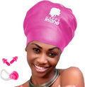 Happy Mane Silicone Swim Cap for Braids and Dreadlocks - Keeps Your Hair Dry While Swimming and Bathing Long Hair, Extensions, and Curly Hair - Large Shower Cap for Women, Teenager, Kids Sporting Goods > Outdoor Recreation > Boating & Water Sports > Swimming > Swim Caps Happy Mane Pink Medium 