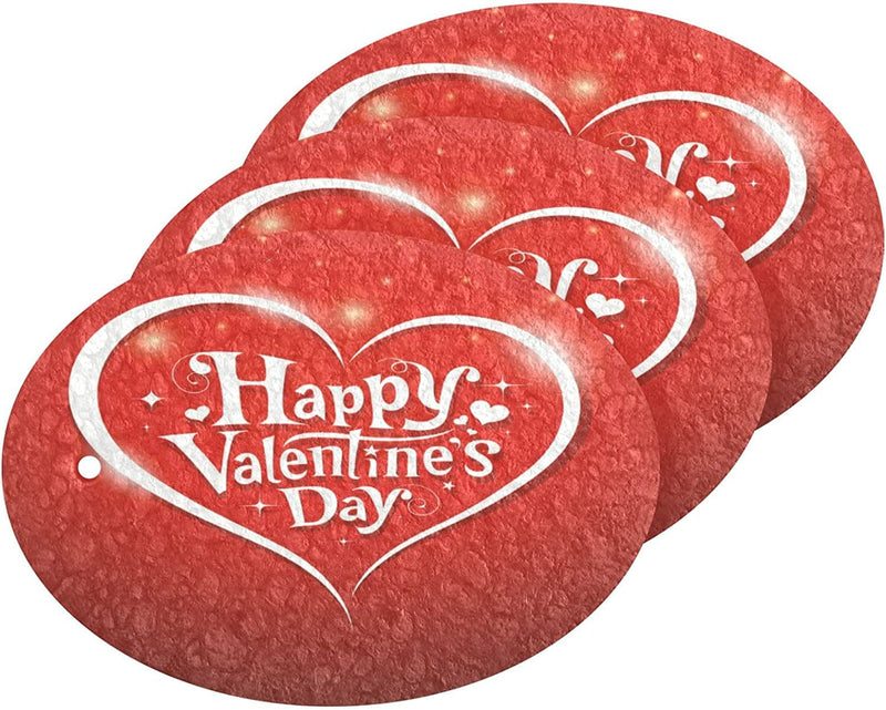 Happy Valentine'S Day Heart Kitchen Sponges Romantic Red Shining Love Cleaning Dish Sponges Non-Scratch Natural Scrubber Sponge for Kitchen Bathroom Cars, Pack of 3 Home & Garden > Household Supplies > Household Cleaning Supplies Eionryn   
