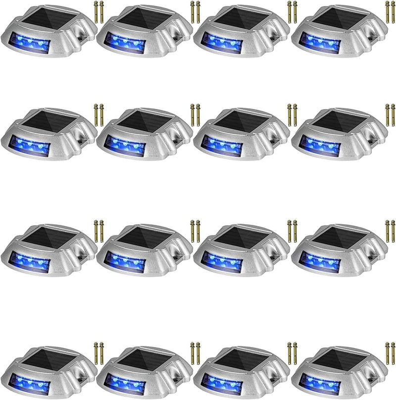Happybuy Driveway Lights 12-Pack Solar Driveway Lights Bright White with Screws Solar Deck Lights Outdoor Waterproof Wireless Dock Lights 6 Leds for Path Warning Garden Walkway Sidewalk Steps Home & Garden > Pool & Spa > Pool & Spa Accessories Happybuy Blue 16-Pack 
