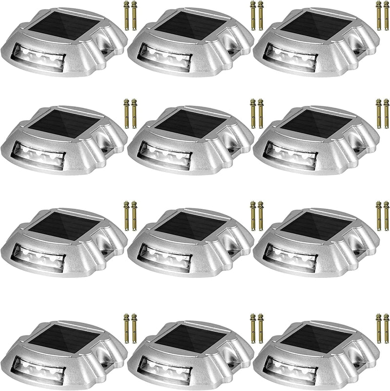 Happybuy Driveway Lights 12-Pack Solar Driveway Lights Bright White with Screws Solar Deck Lights Outdoor Waterproof Wireless Dock Lights 6 Leds for Path Warning Garden Walkway Sidewalk Steps Home & Garden > Pool & Spa > Pool & Spa Accessories Happybuy White 12-Pack 
