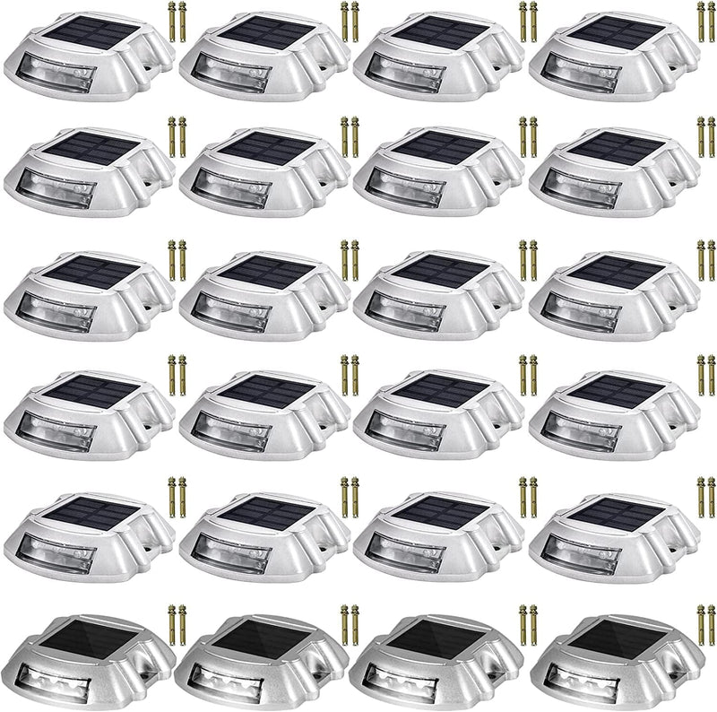 Happybuy Driveway Lights 12-Pack Solar Driveway Lights Bright White with Screws Solar Deck Lights Outdoor Waterproof Wireless Dock Lights 6 Leds for Path Warning Garden Walkway Sidewalk Steps Home & Garden > Pool & Spa > Pool & Spa Accessories Happybuy White 24-Pack 
