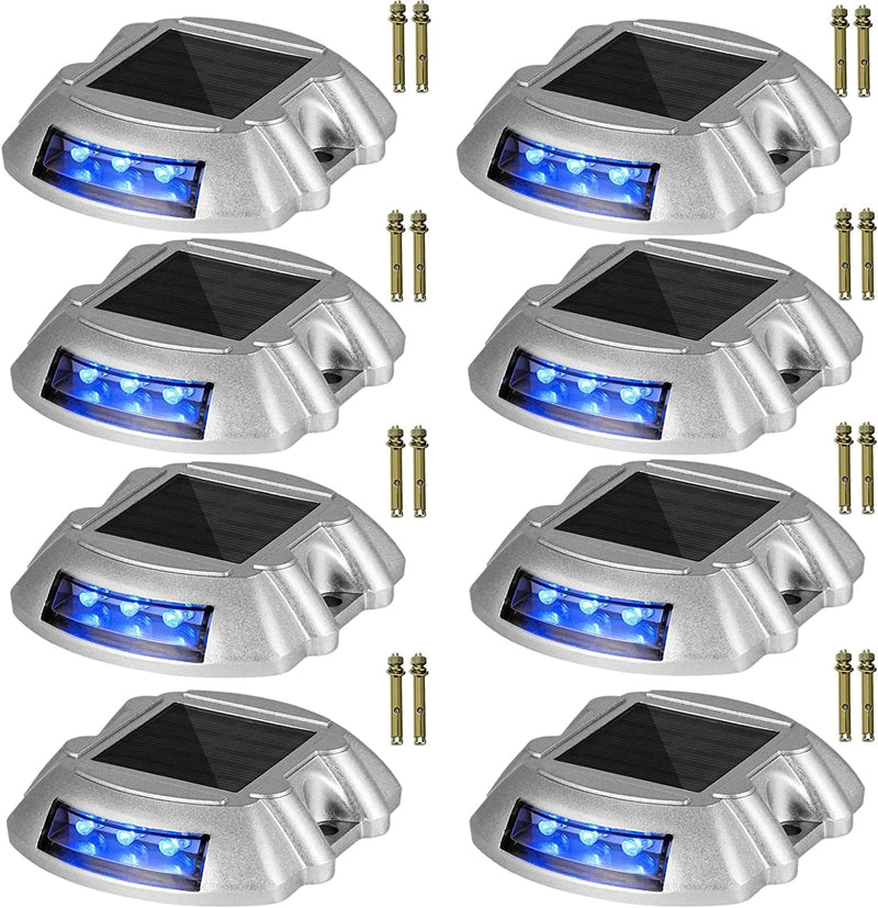 Happybuy Driveway Lights 12-Pack Solar Driveway Lights Bright White with Screws Solar Deck Lights Outdoor Waterproof Wireless Dock Lights 6 Leds for Path Warning Garden Walkway Sidewalk Steps Home & Garden > Pool & Spa > Pool & Spa Accessories Happybuy Blue 8-Pack 