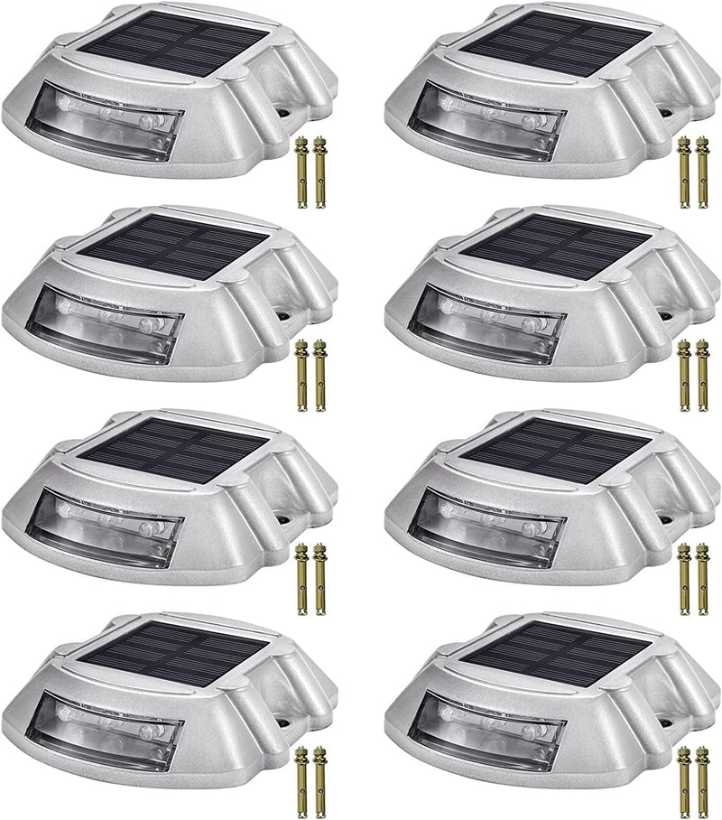 Happybuy Driveway Lights 12-Pack Solar Driveway Lights Bright White with Screws Solar Deck Lights Outdoor Waterproof Wireless Dock Lights 6 Leds for Path Warning Garden Walkway Sidewalk Steps Home & Garden > Pool & Spa > Pool & Spa Accessories Happybuy White 8-Pack 