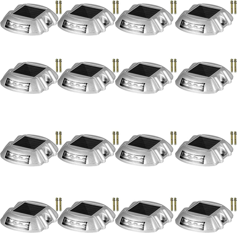 Happybuy Driveway Lights 12-Pack Solar Driveway Lights Bright White with Screws Solar Deck Lights Outdoor Waterproof Wireless Dock Lights 6 Leds for Path Warning Garden Walkway Sidewalk Steps Home & Garden > Pool & Spa > Pool & Spa Accessories Happybuy White 16-Pack 