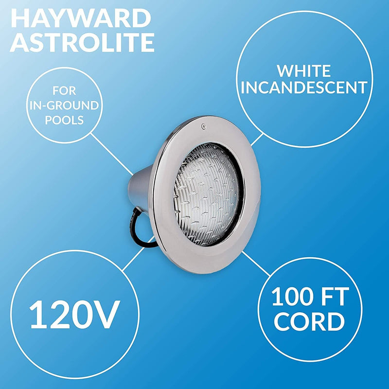 Hayward W3SP0583L100 Astrolite White Incandescent Pool Light for In-Ground Pools, 120 Volt, 500 Watt, Thermoplastic Faceplate, 100 Ft. Cord Home & Garden > Pool & Spa > Pool & Spa Accessories Hayward   