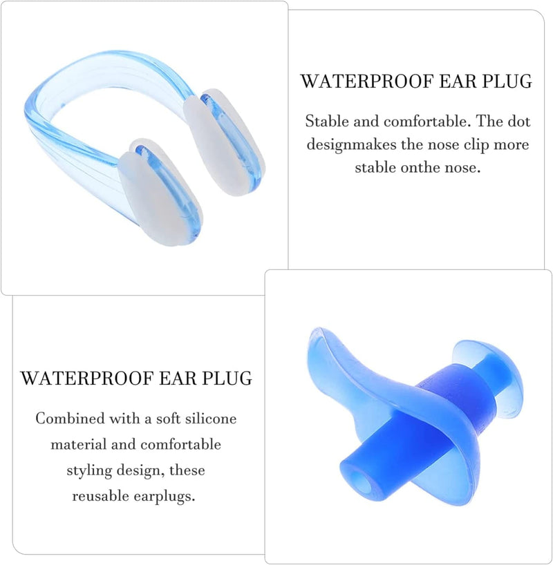 Healifty Swimming Earplugs Silicone Nose Clip: Waterproof Reusable Swimming Ear Plugs Nose Protector Showering Bathing Supplies 4 Sets Random Color Sporting Goods > Outdoor Recreation > Boating & Water Sports > Swimming Healifty   