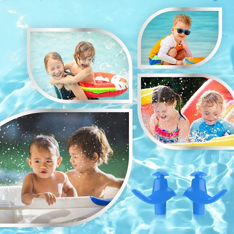 Hearprotek 2 Pairs Swimming Ear Plugs for Kids, Soft Silicone Reusable Water Earplugs for Kids Swimming Bathing and Other Water Sports (Blue) Sporting Goods > Outdoor Recreation > Boating & Water Sports > Swimming Hearprotek   