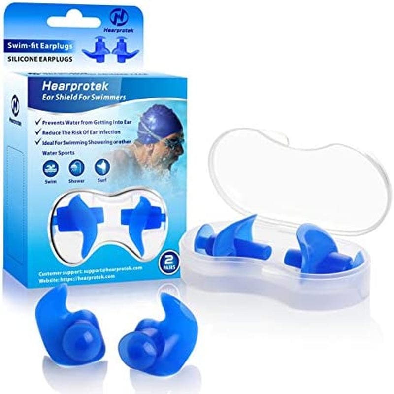 Hearprotek 2 Pairs Swimming Ear Plugs for Kids, Soft Silicone Reusable Water Earplugs for Kids Swimming Bathing and Other Water Sports (Blue) Sporting Goods > Outdoor Recreation > Boating & Water Sports > Swimming Hearprotek Size: Adult (Blue)  