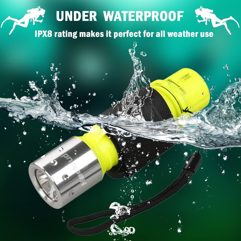 HECLOUD Diving Flashlight with Rechargeable Power Scuba Dive Light IPX8 Waterproof Underwater 80Ft Snorkeling Diving LED High Lumens Torch, 3 Modes with Charger for Underwater Sports(2Pack) Home & Garden > Pool & Spa > Pool & Spa Accessories HECLOUD   