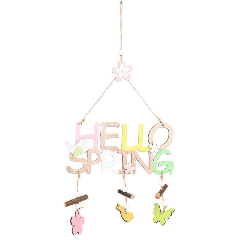 Hello Spring Easter Letter Wooden Hanging Pendant Home Party Festival Decoration Home & Garden > Decor > Seasonal & Holiday Decorations Yesbay Pendant Hello Spring  