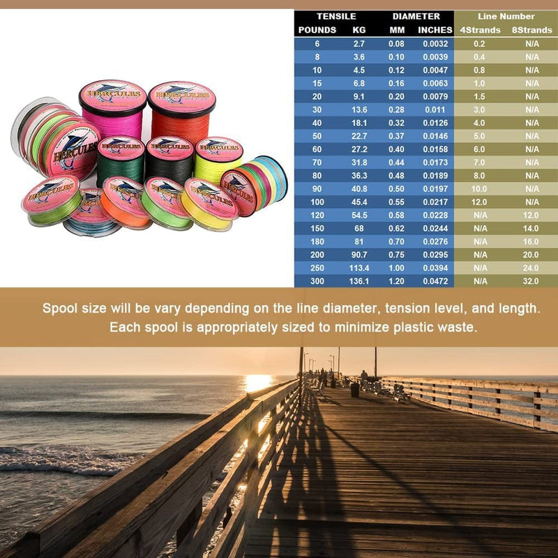 HERCULES Braided Fishing Line for Her, Abrasion Resistant Braid Fishing Line Saltwater and Freshwater, 8 Strands Super Cast Braid Fishing Line Sporting Goods > Outdoor Recreation > Fishing > Fishing Lines & Leaders Herculespro.com   