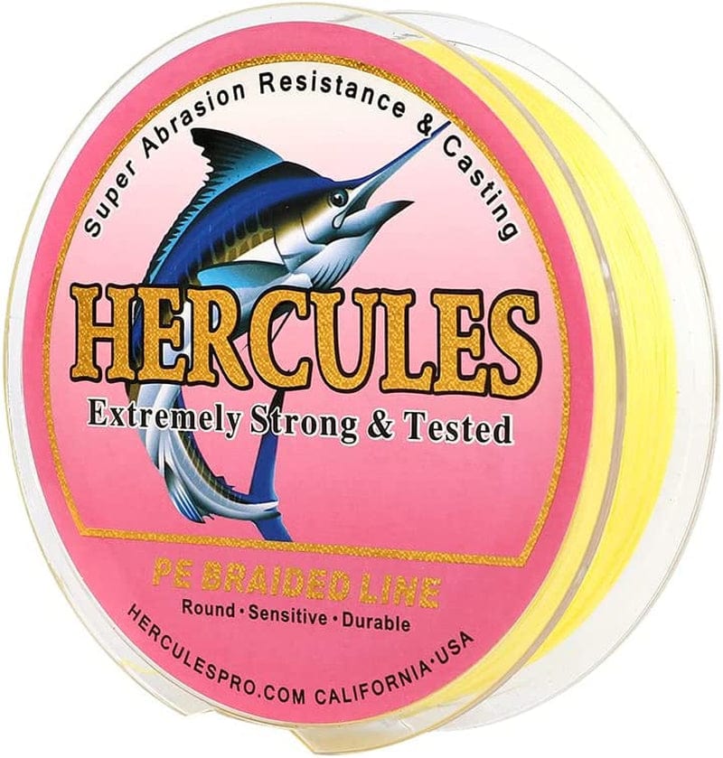 HERCULES Braided Fishing Line for Her, Abrasion Resistant Braid Fishing Line Saltwater and Freshwater, 8 Strands Super Cast Braid Fishing Line Sporting Goods > Outdoor Recreation > Fishing > Fishing Lines & Leaders Herculespro.com Yellow 180lb/0.70mm/100m 109yds/8 STRANDS 