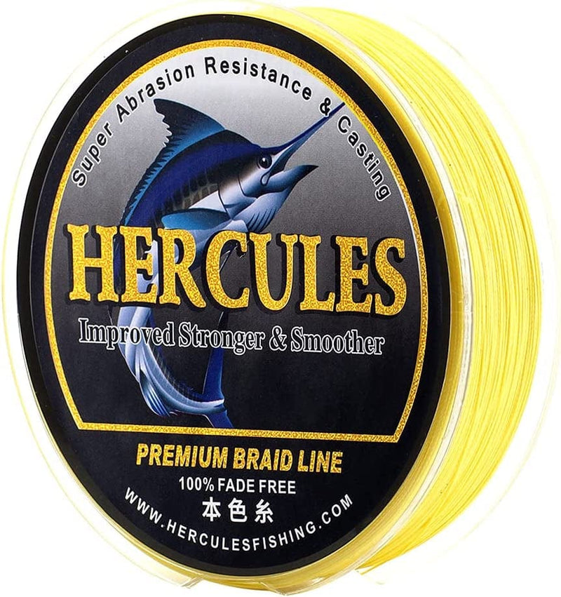 HERCULES Braided Fishing Line, Not Fade, 109-2187 Yards PE Lines, 8 Strands Multifilament Fish Line, 10Lb - 120Lb Test for Saltwater and Freshwater, Abrasion Resistant Sporting Goods > Outdoor Recreation > Fishing > Fishing Lines & Leaders Herculespro.com Yellow 30lb (13.6kg)-0.28mm-109Yds (100m)-8S 