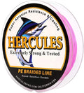 HERCULES Cost-Effective Super Cast 8 Strands Braided Fishing Line 10LB to 300LB Test for Salt-Water,109/328/547/1094 Yards(100M/300M/500M/1000M),Diam.#0.12Mm-1.2Mm,Hi-Grade Performance,Variety Colors Sporting Goods > Outdoor Recreation > Fishing > Fishing Lines & Leaders Herculespro.com Pink 90LB-0.50MM-1640YDS(1500M)-8 STRANDS 