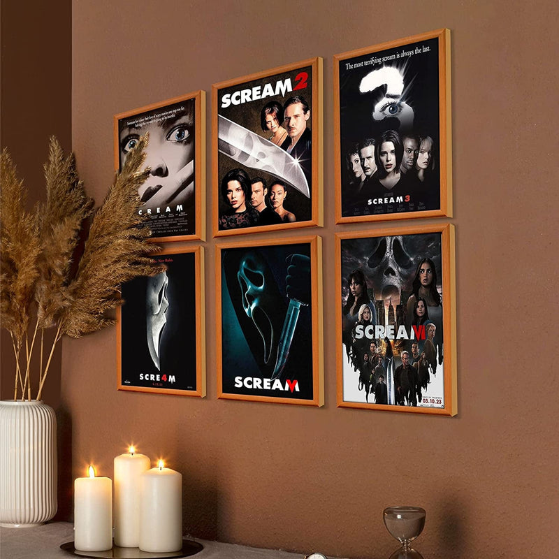 Herzii Prints Scream Poster - Set of 6 8X12 Inches Horror Movie Poster, Scream Room Decor - Wall Art Posters for Home Living Room Bedroom UNFRAMED Home & Garden > Decor > Artwork > Posters, Prints, & Visual Artwork HerZii Prints   