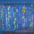 Heyfuni Fiee Curtain Lights,13Ftx6.5Ft Safety Window Curtain Icicle String Lights 30V 8 Modes for Christmas Wedding Party Family Patio Lawn Decoration(Warm White) Home & Garden > Lighting > Light Ropes & Strings HEYFUNi Multicolor  