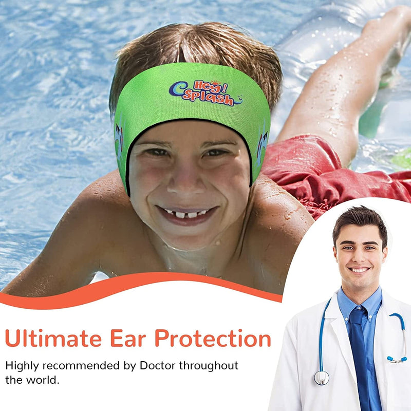Heysplash Swimming Headband, Ear Band Swimmer Ear Protection, Elastic Neoprene Ear Guard and Hair Guard for Kids and Toddlers Designed to Keep Water Out and Hold Earplugs In, Green Sporting Goods > Outdoor Recreation > Boating & Water Sports > Swimming HeySplash   