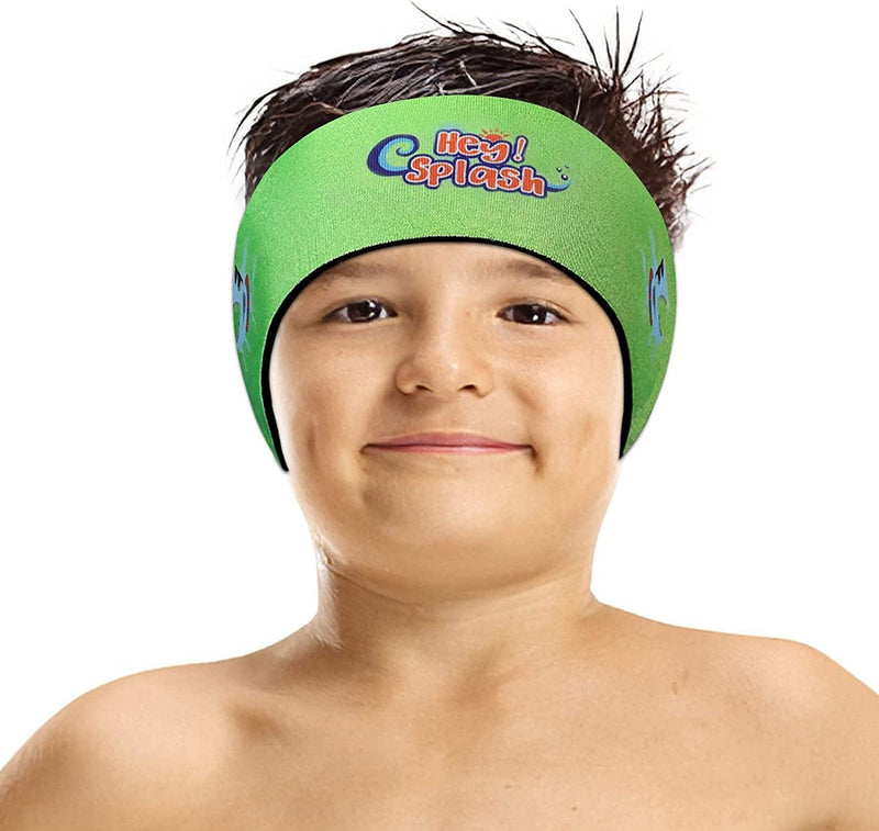 Heysplash Swimming Headband, Ear Band Swimmer Ear Protection, Elastic Neoprene Ear Guard and Hair Guard for Kids and Toddlers Designed to Keep Water Out and Hold Earplugs In, Green Sporting Goods > Outdoor Recreation > Boating & Water Sports > Swimming HeySplash Green Medium (Pack of 1) 